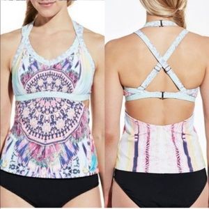 CALIA by Carrie Underwood Tropical Havana Cutout Swim Tankini M